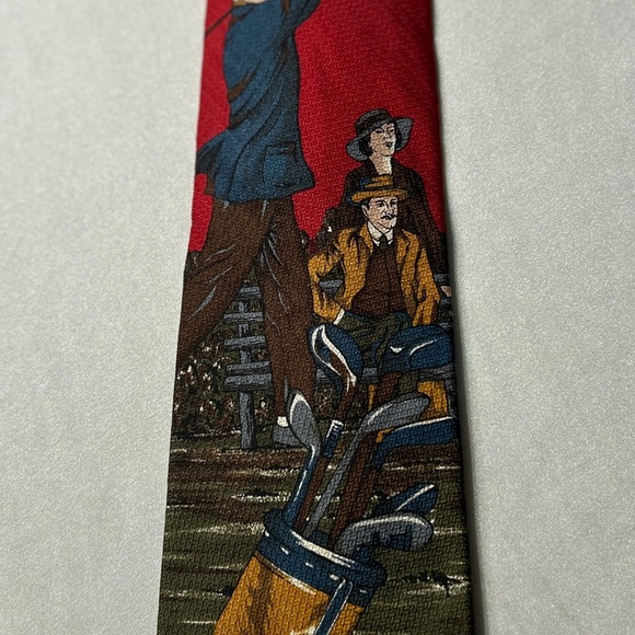 Men’s Donberry & Keats Red 100% Silk Golfer Tie VGUC - Picture 5 of 10